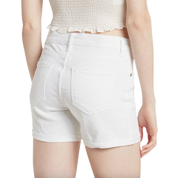 NWT Kut From the Kloth Katy Distressed Raw Hem Boyfriend Shorts in Optic White - Picture 3 of 3